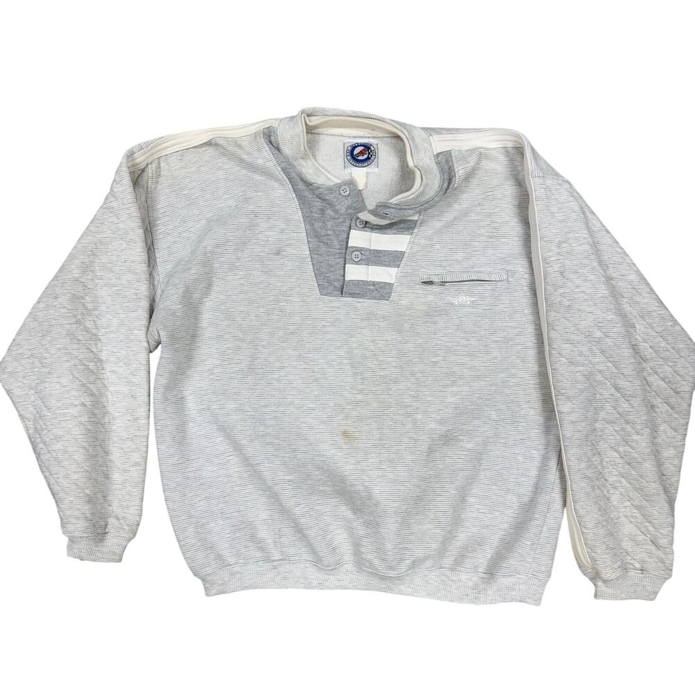 VTG Aviation Sweatshirt Mens Sz XL? 1/4 Button Pullover Greenline International